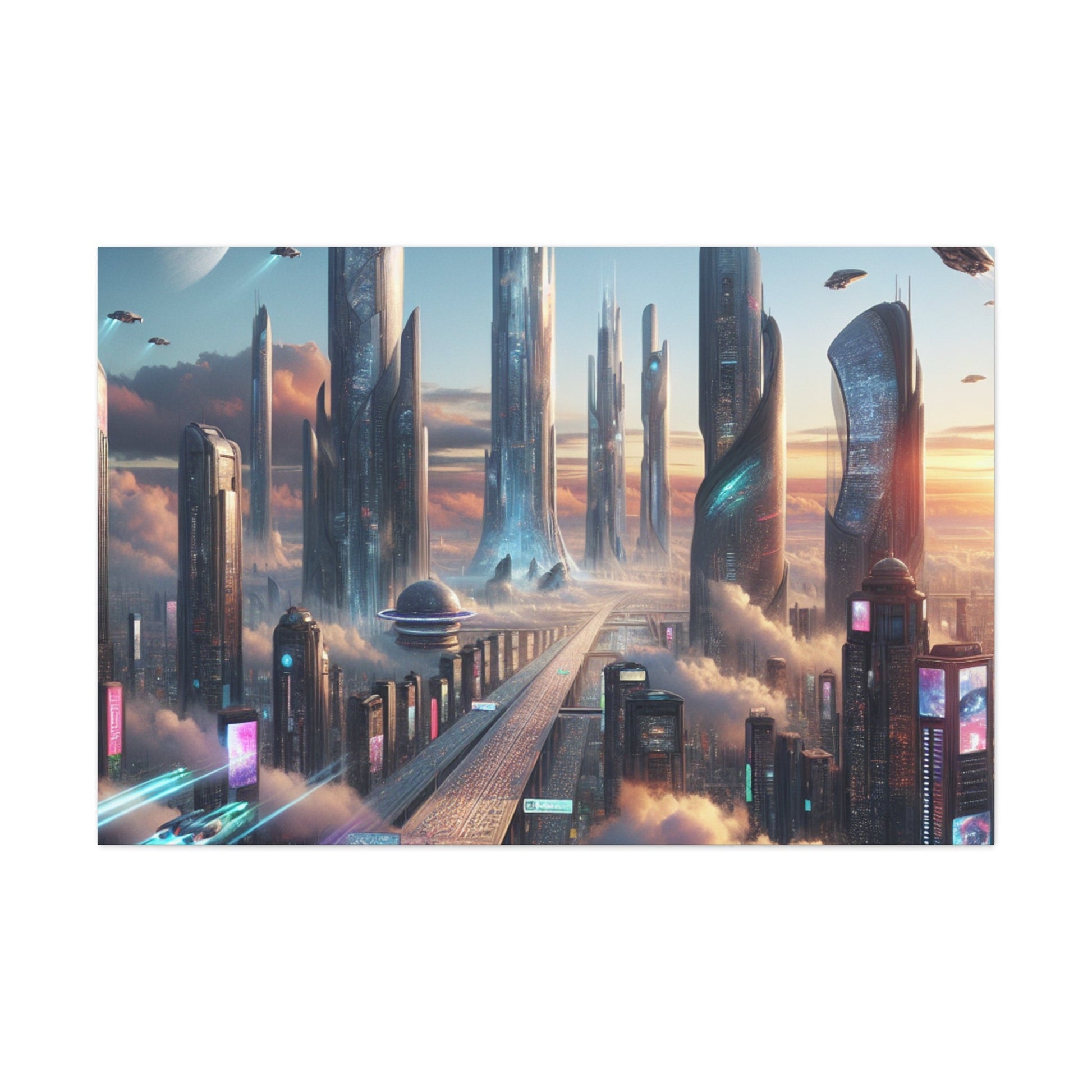 "Futuristic Dreamscape: Skyline Serenity" - Canvas - Authentic4Us