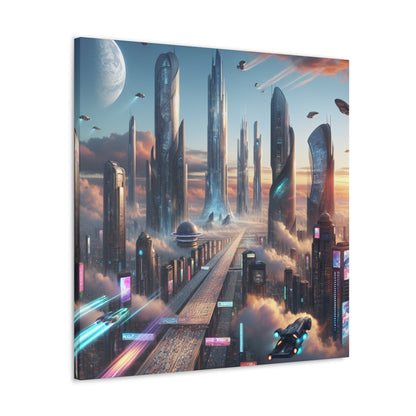 "Futuristic Dreamscape: Skyline Serenity" - Canvas - Authentic4Us