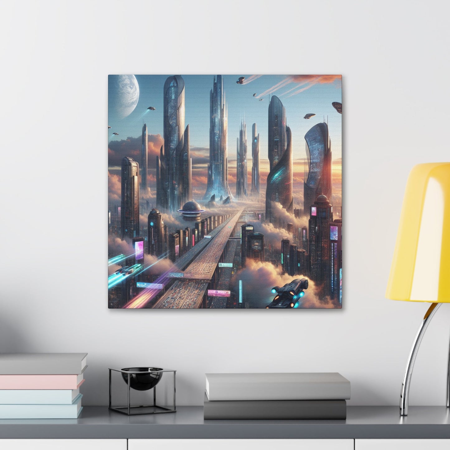 "Futuristic Dreamscape: Skyline Serenity" - Canvas - Authentic4Us