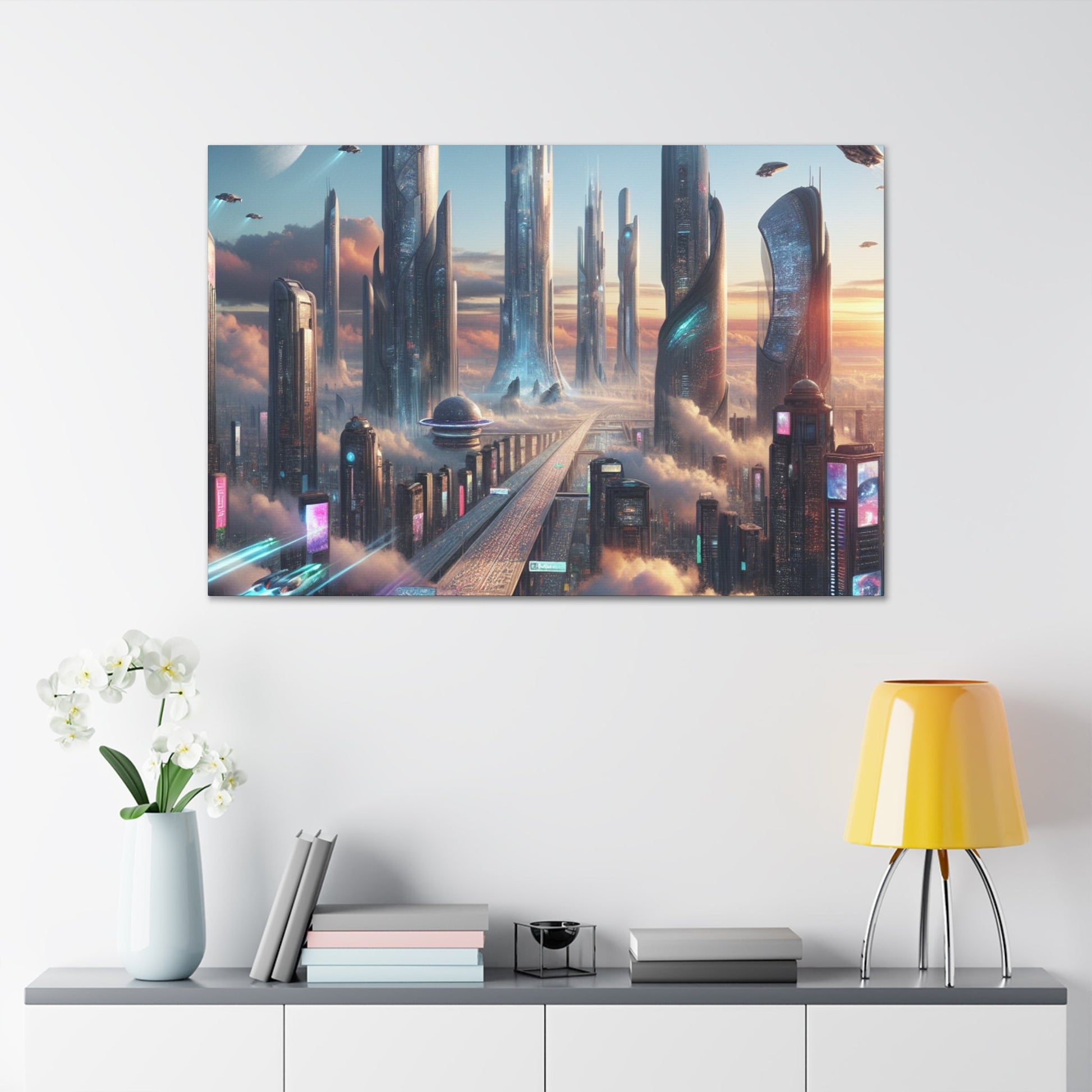 "Futuristic Dreamscape: Skyline Serenity" - Canvas - Authentic4Us