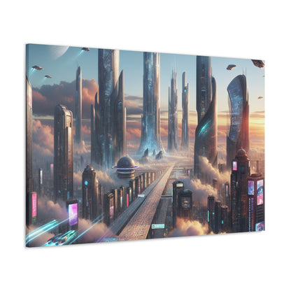 "Futuristic Dreamscape: Skyline Serenity" - Canvas - Authentic4Us