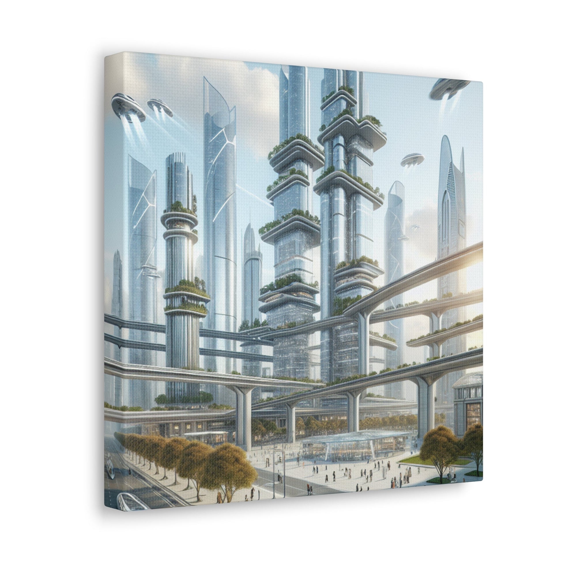 "Futuristic Eco-City Skyline" - Canvas - Authentic4Us