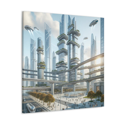 "Futuristic Eco-City Skyline" - Canvas - Authentic4Us