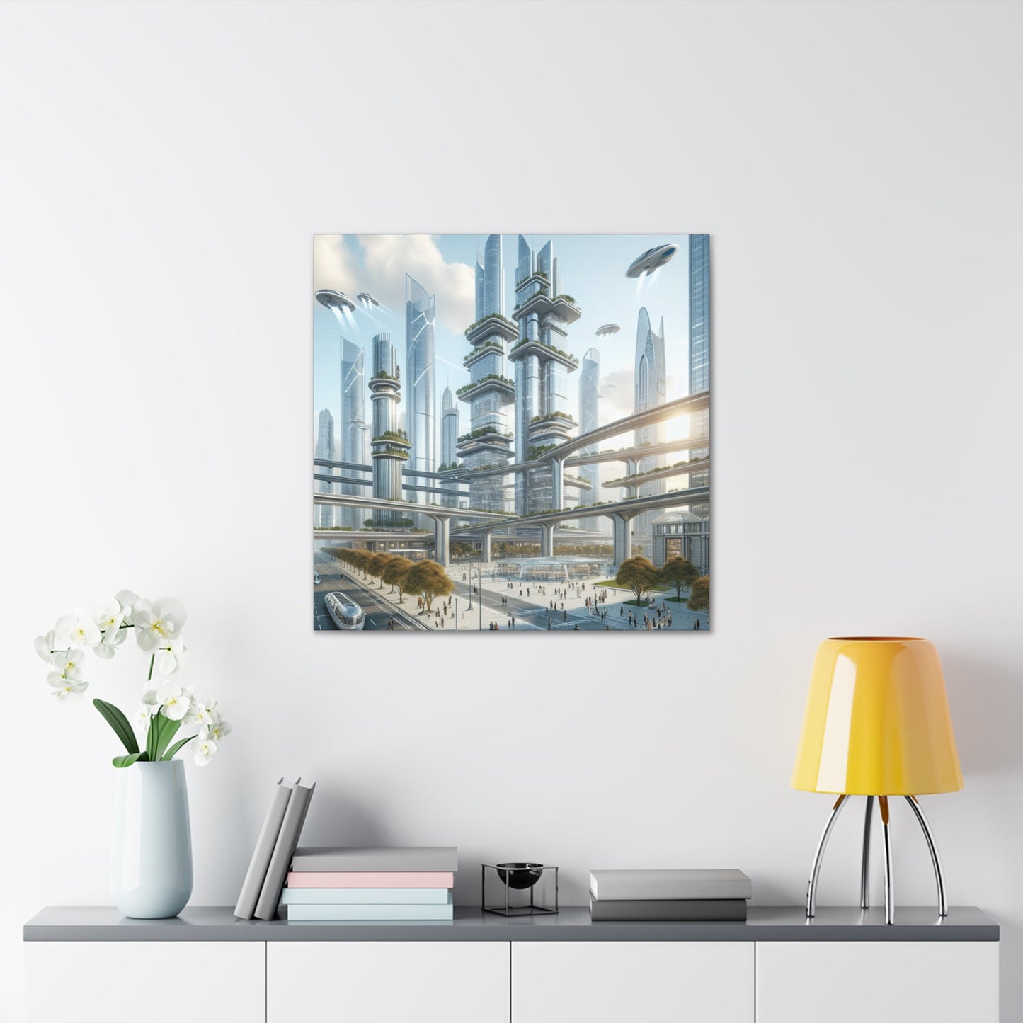 "Futuristic Eco-City Skyline" - Canvas - Authentic4Us