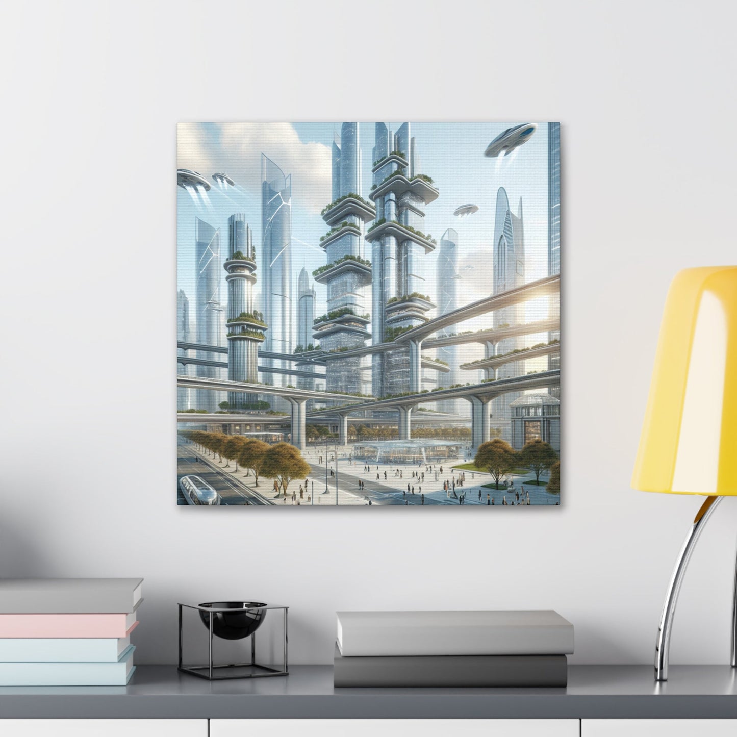 "Futuristic Eco-City Skyline" - Canvas - Authentic4Us