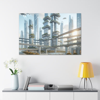 "Futuristic Eco-City Skyline" - Canvas - Authentic4Us