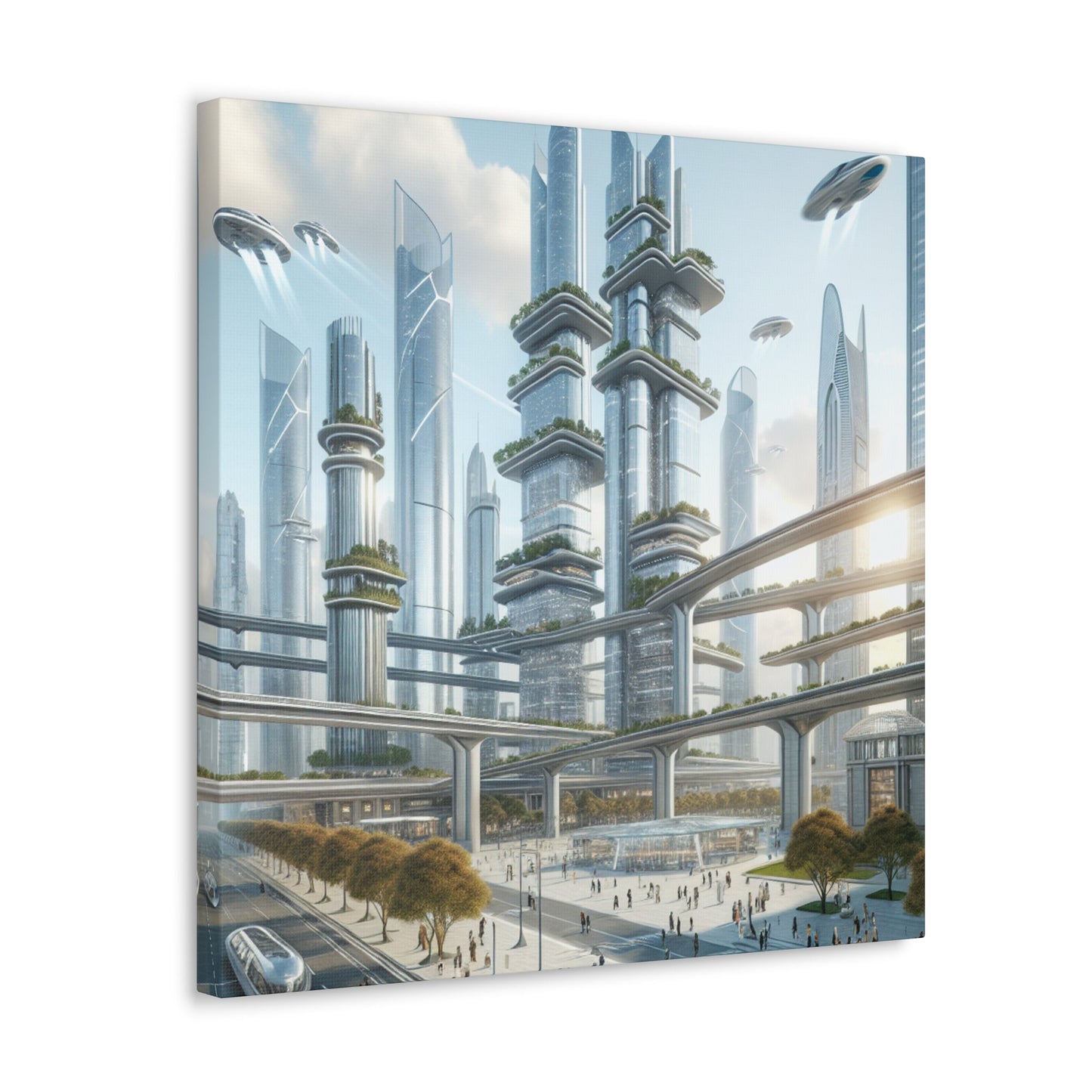 "Futuristic Eco-City Skyline" - Canvas - Authentic4Us