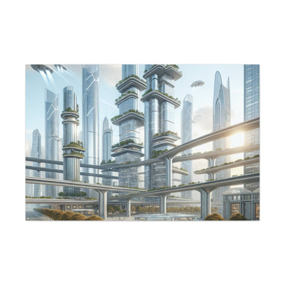 "Futuristic Eco-City Skyline" - Canvas - Authentic4Us