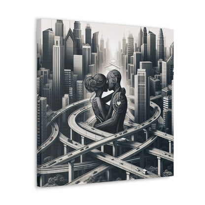 "Futuristic Embrace: Urban Connections" - Canvas - Authentic4Us