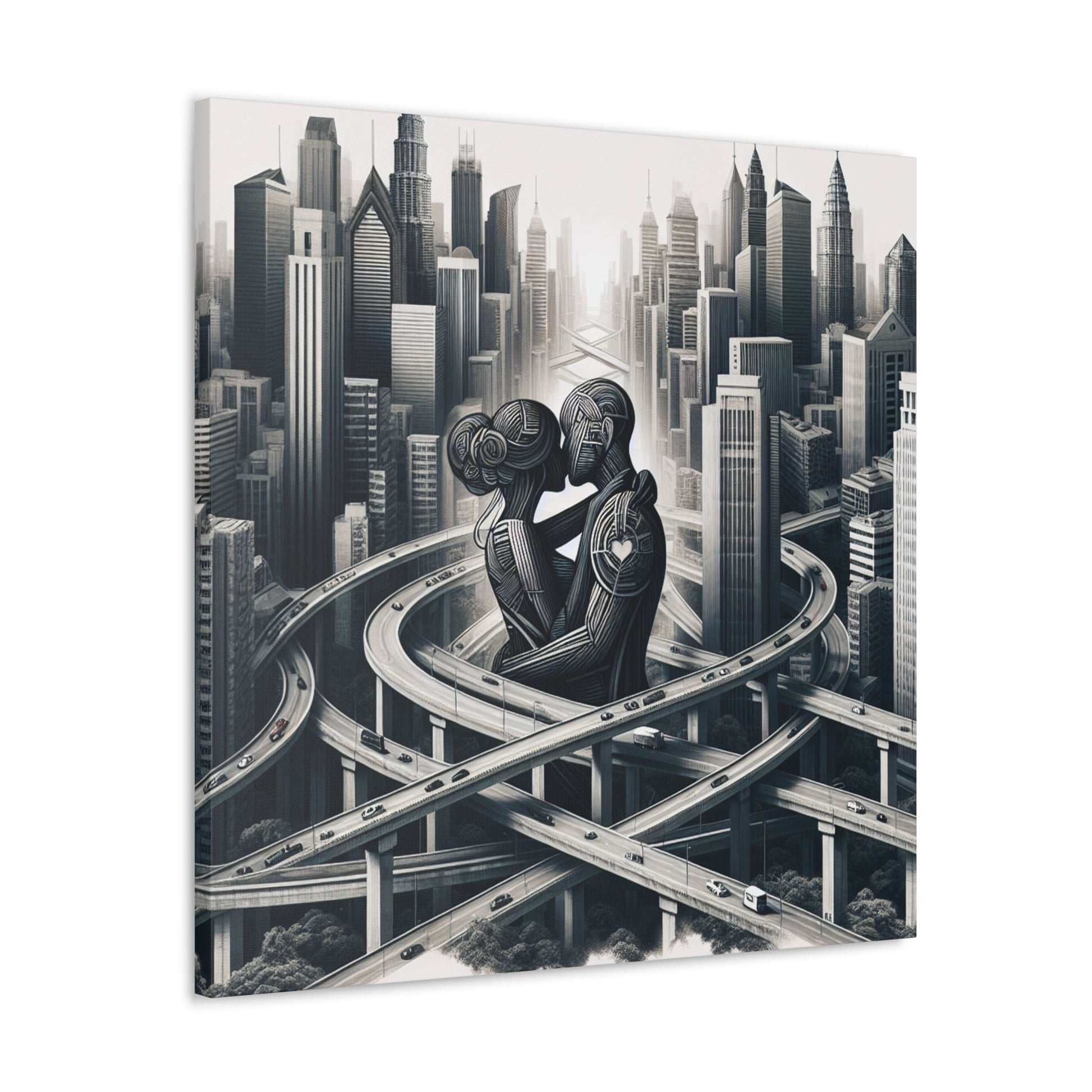 "Futuristic Embrace: Urban Connections" - Canvas - Authentic4Us