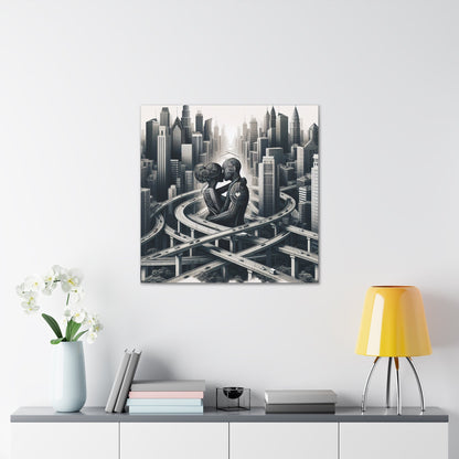 "Futuristic Embrace: Urban Connections" - Canvas - Authentic4Us