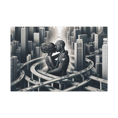 "Futuristic Embrace: Urban Connections" - Canvas - Authentic4Us