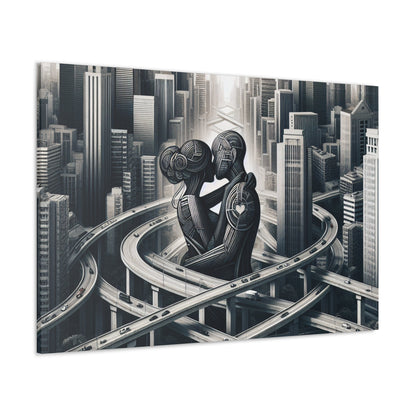 "Futuristic Embrace: Urban Connections" - Canvas - Authentic4Us