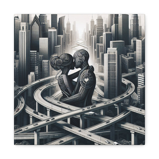 "Futuristic Embrace: Urban Connections" - Canvas - Authentic4Us