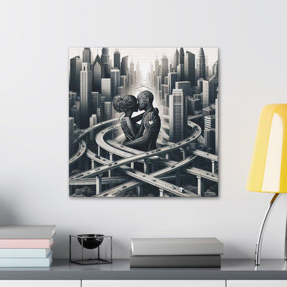 "Futuristic Embrace: Urban Connections" - Canvas - Authentic4Us