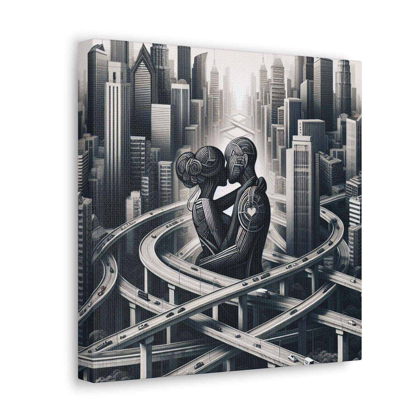 "Futuristic Embrace: Urban Connections" - Canvas - Authentic4Us