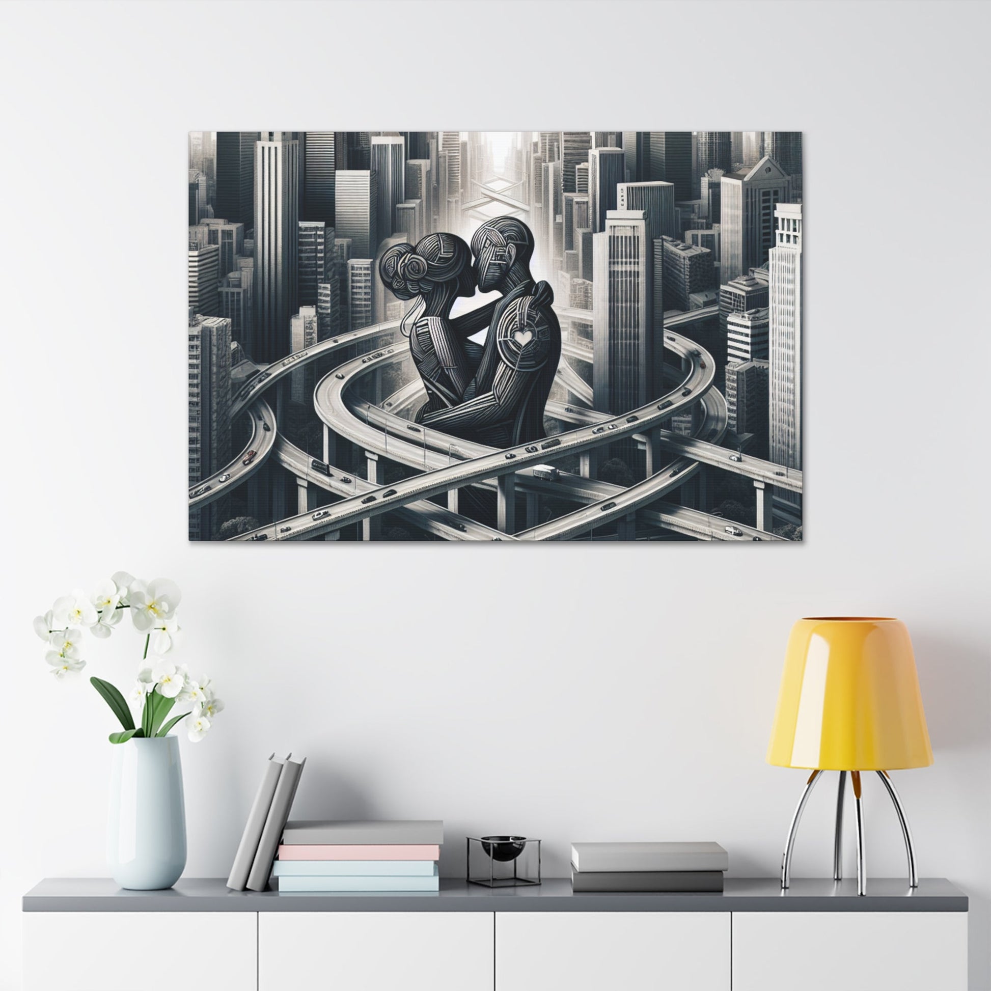 "Futuristic Embrace: Urban Connections" - Canvas - Authentic4Us