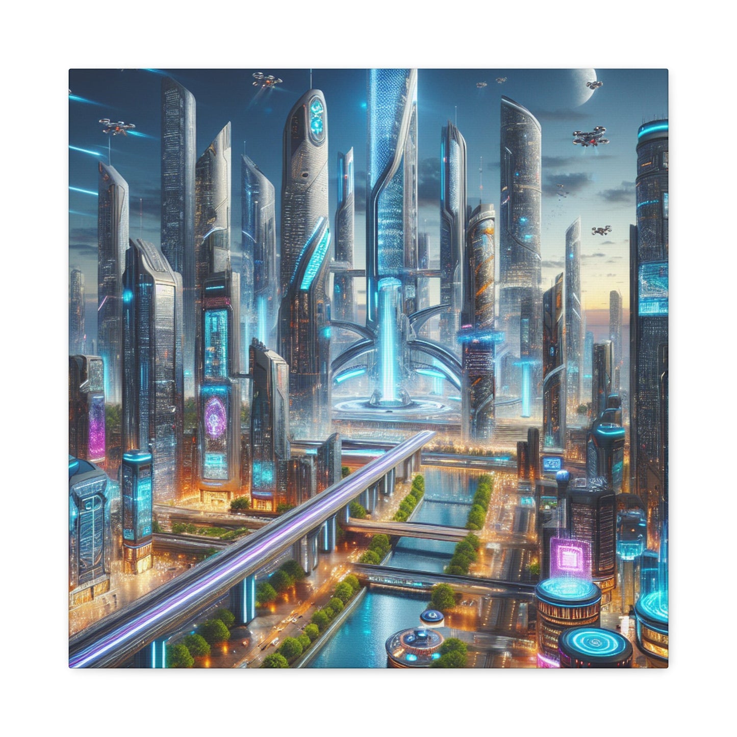 "Futuristic Metropolis: City of Tomorrow" - Canvas - Authentic4Us