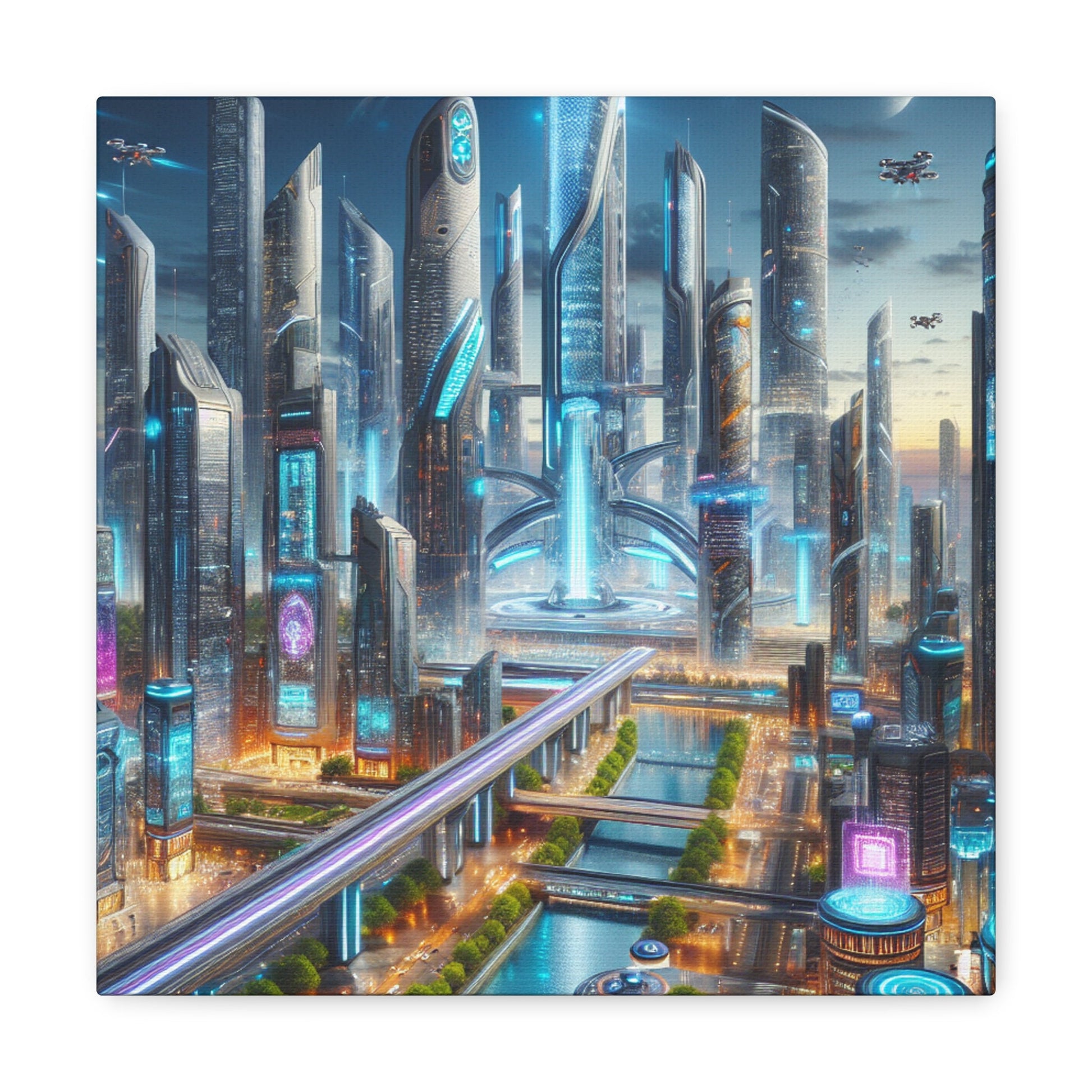 "Futuristic Metropolis: City of Tomorrow" - Canvas - Authentic4Us