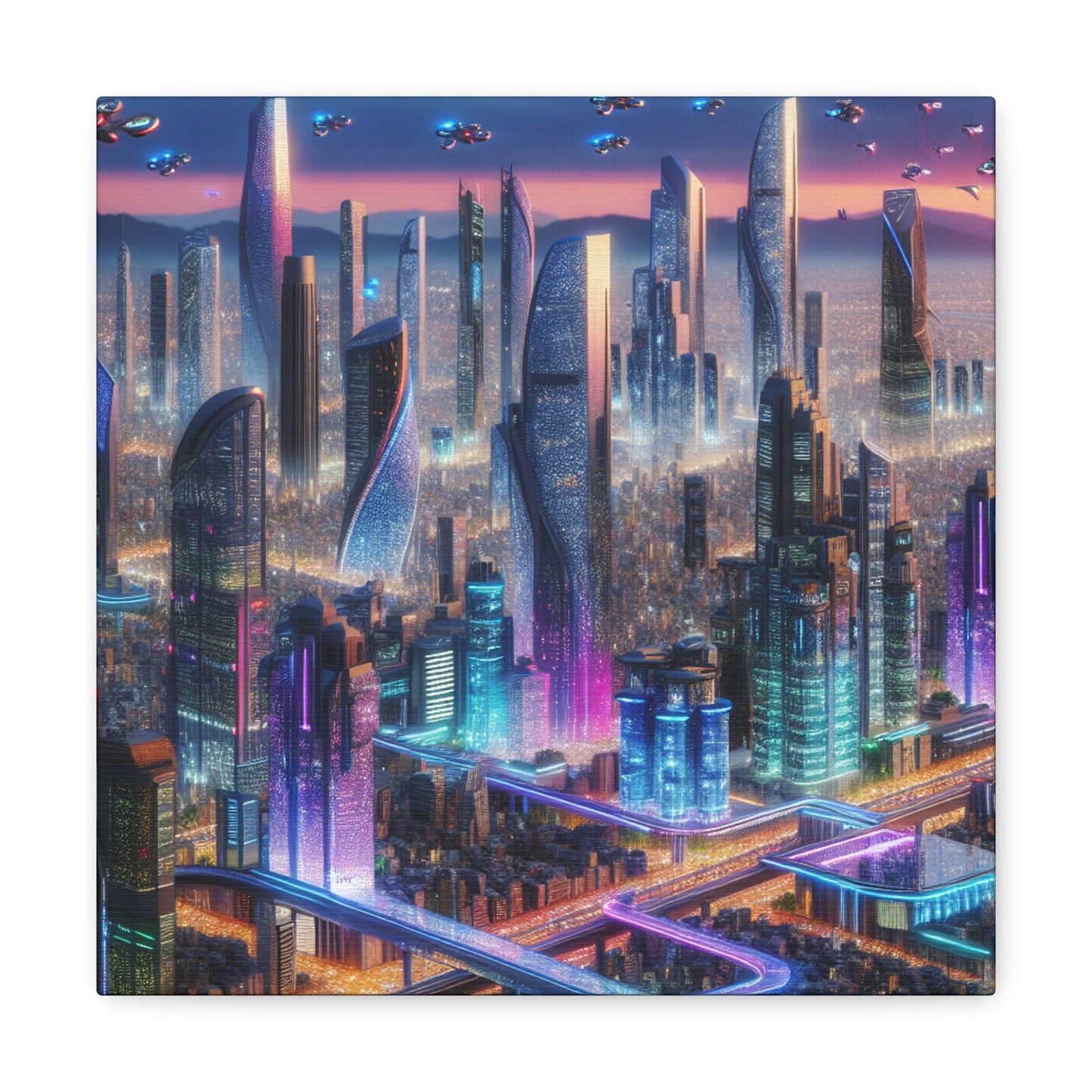 "Futuristic Metropolis: Dawn of Innovation" - Canvas - Authentic4Us