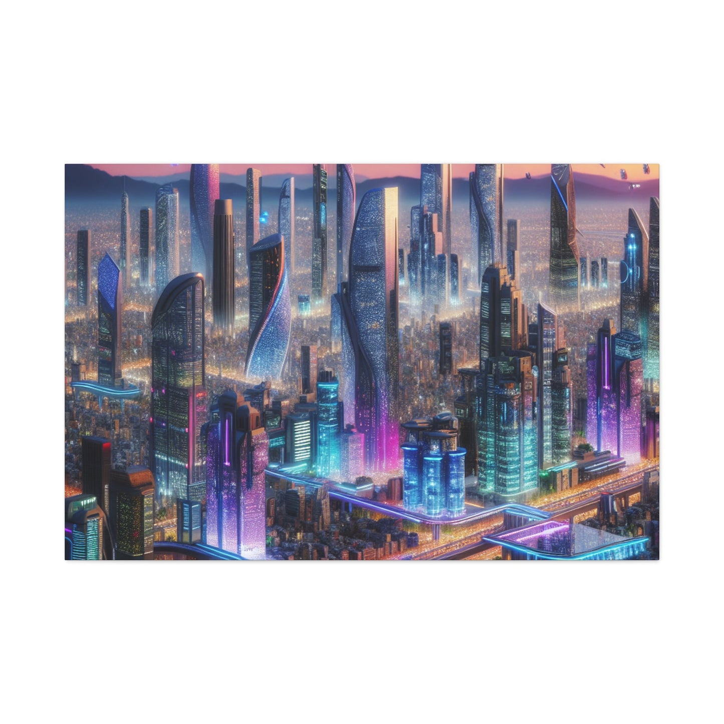 "Futuristic Metropolis: Dawn of Innovation" - Canvas - Authentic4Us