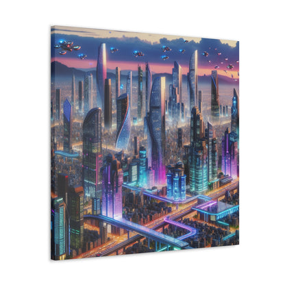 "Futuristic Metropolis: Dawn of Innovation" - Canvas - Authentic4Us