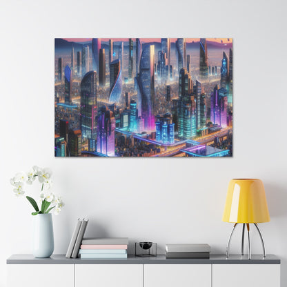 "Futuristic Metropolis: Dawn of Innovation" - Canvas - Authentic4Us