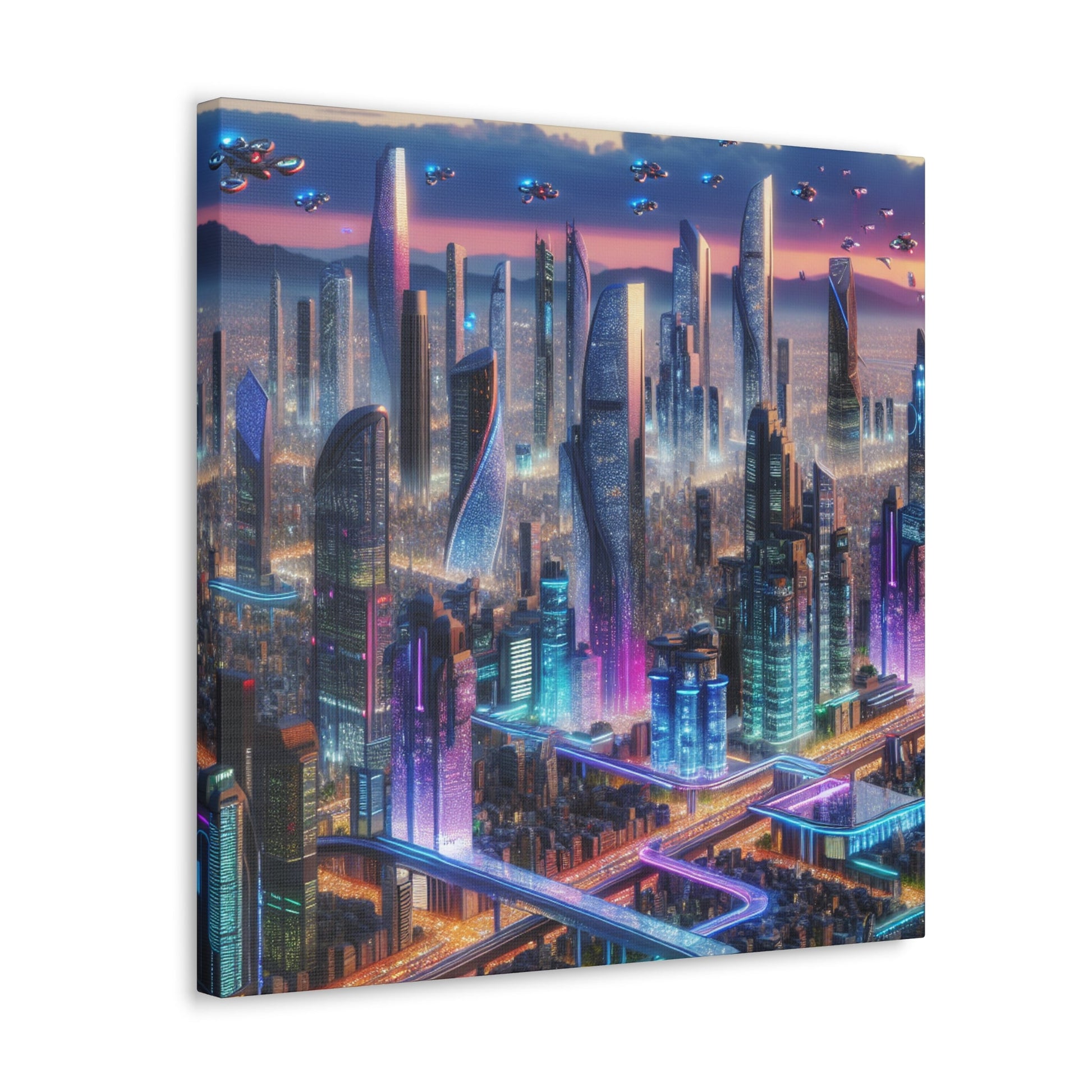 "Futuristic Metropolis: Dawn of Innovation" - Canvas - Authentic4Us