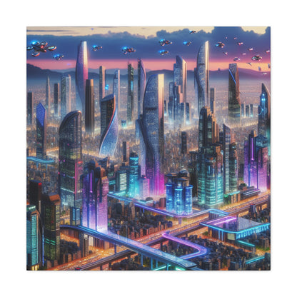 "Futuristic Metropolis: Dawn of Innovation" - Canvas - Authentic4Us