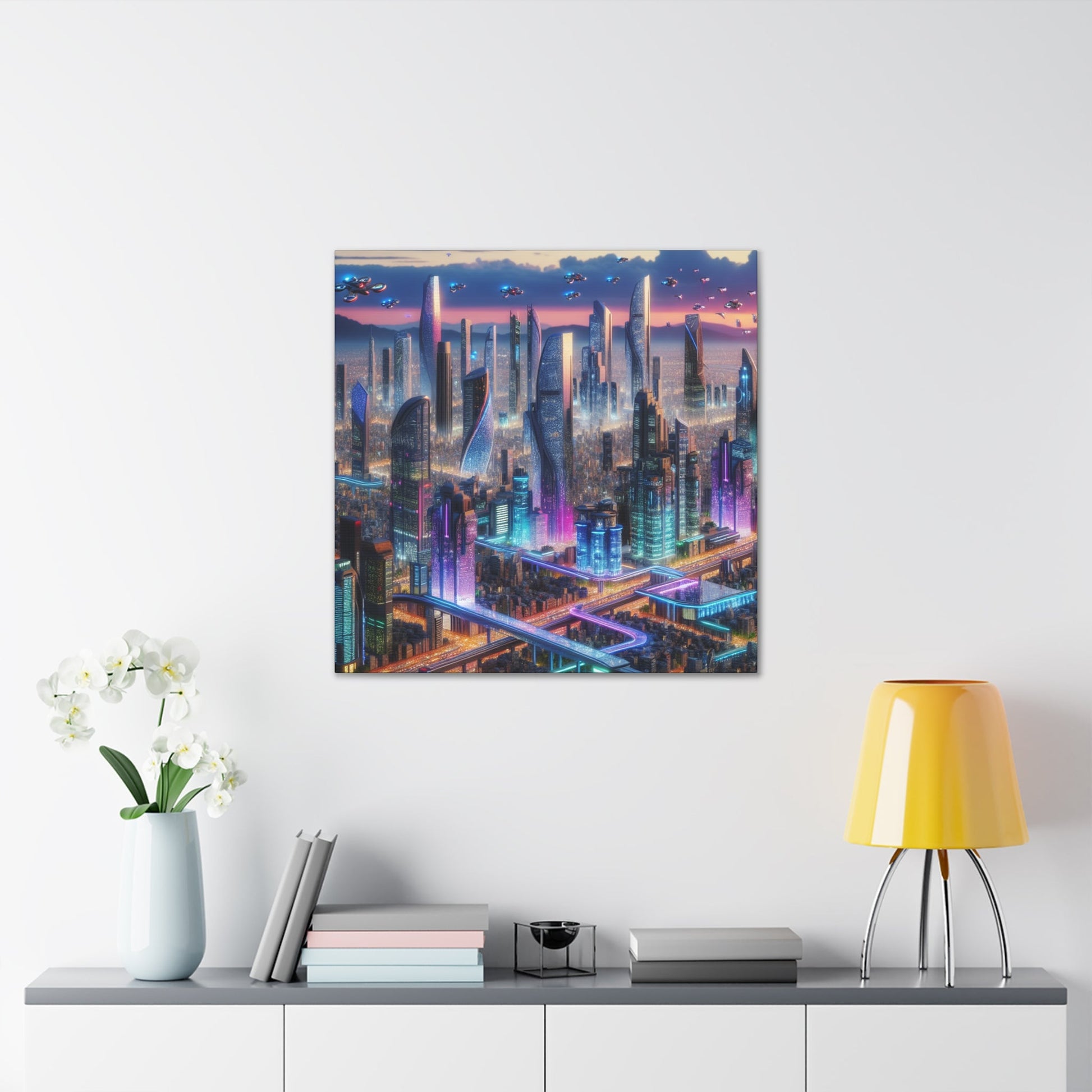 "Futuristic Metropolis: Dawn of Innovation" - Canvas - Authentic4Us