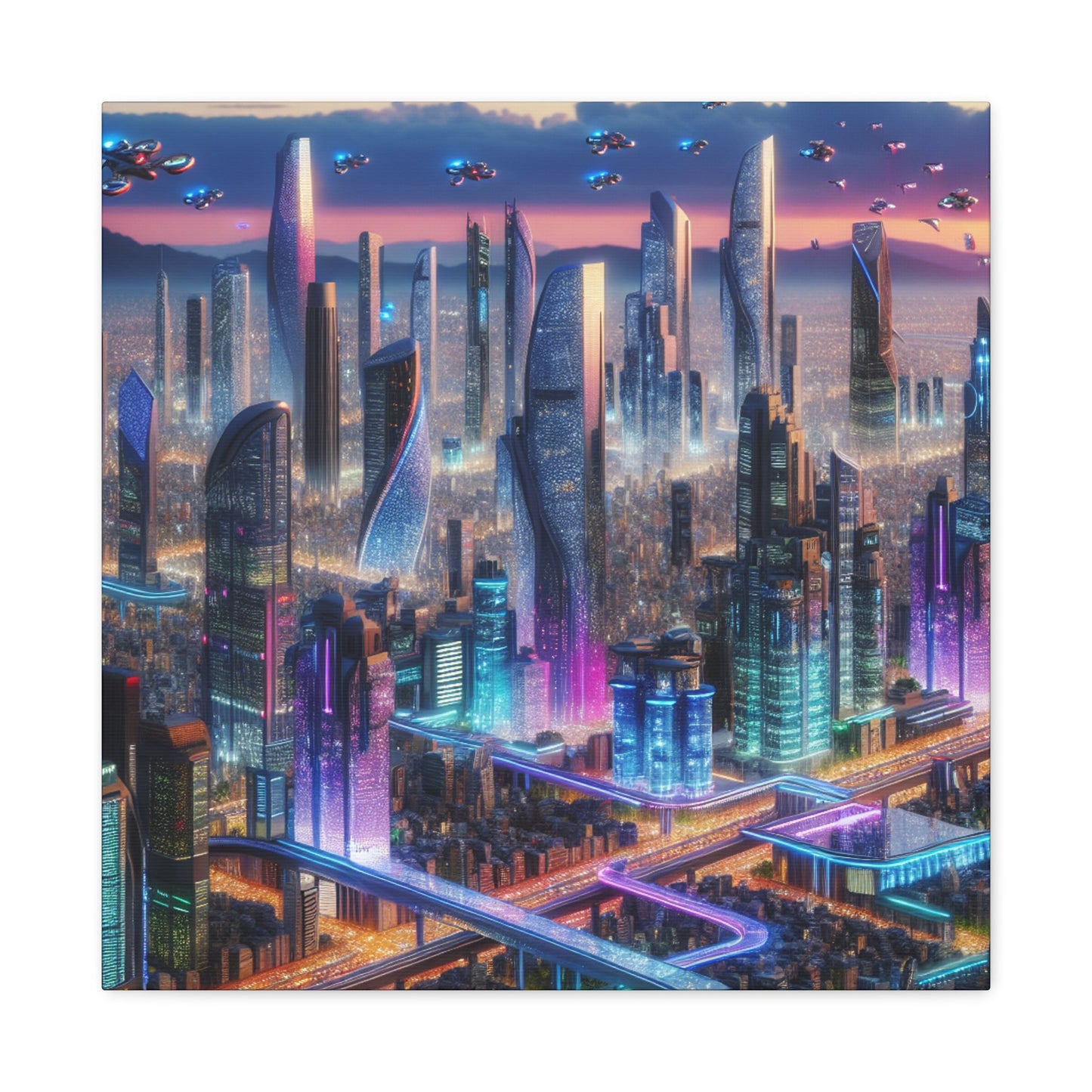 "Futuristic Metropolis: Dawn of Innovation" - Canvas - Authentic4Us