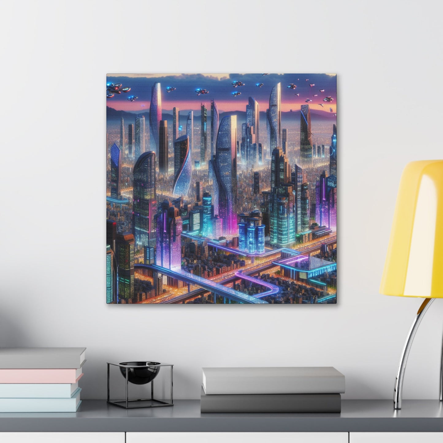 "Futuristic Metropolis: Dawn of Innovation" - Canvas - Authentic4Us