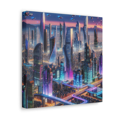 "Futuristic Metropolis: Dawn of Innovation" - Canvas - Authentic4Us