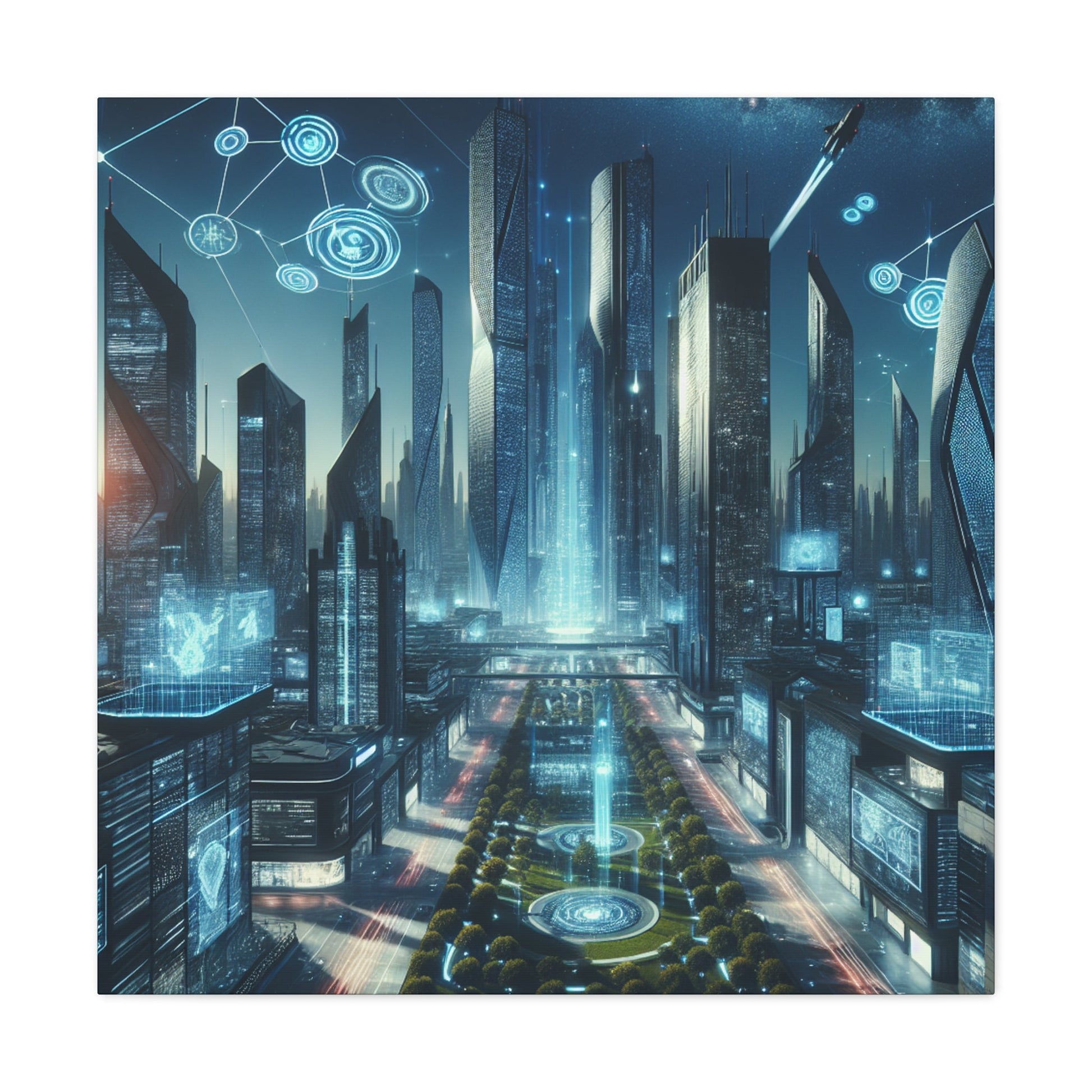 "Futuristic Metropolis: Illuminated Dreamscape" - Canvas - Authentic4Us