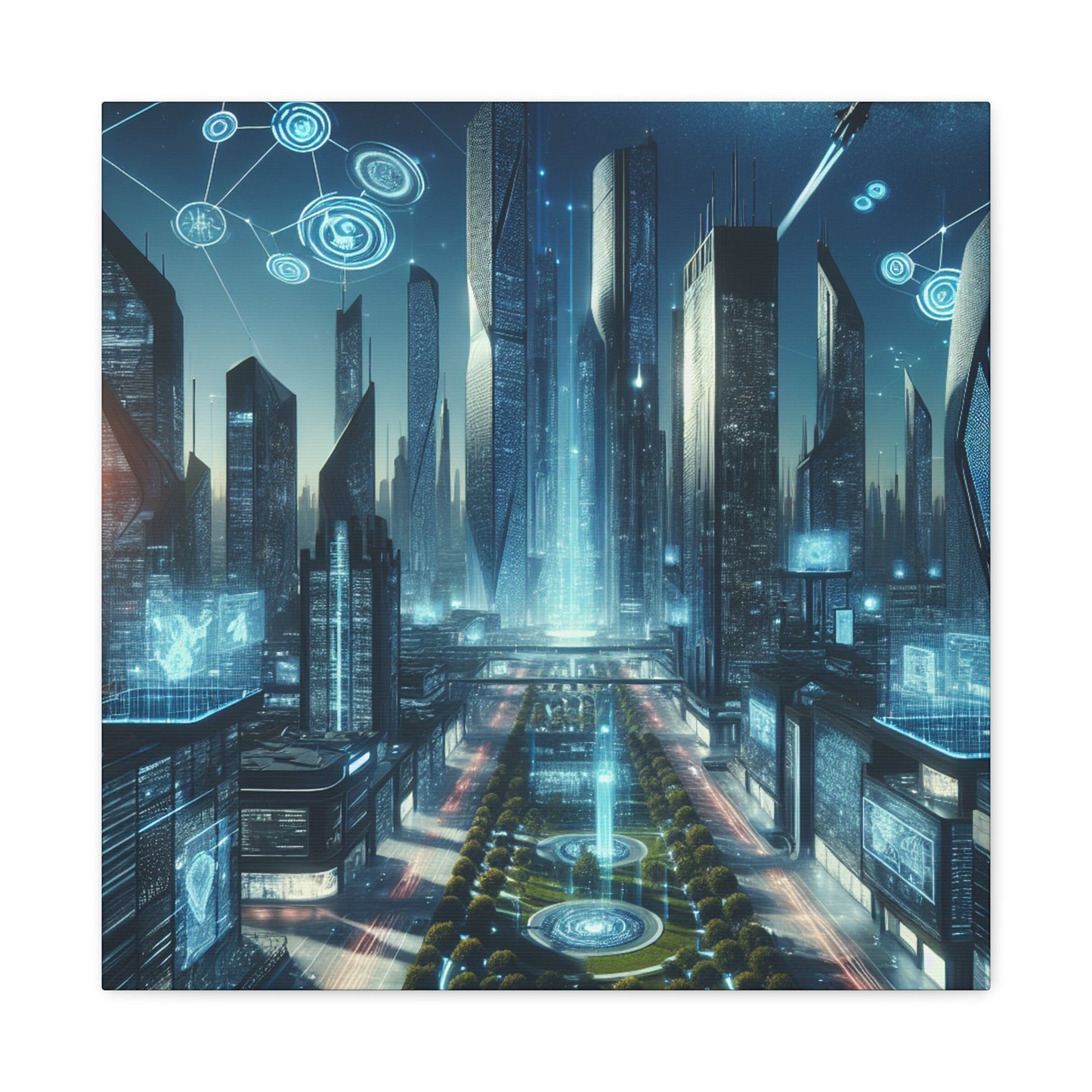 "Futuristic Metropolis: Illuminated Dreamscape" - Canvas - Authentic4Us