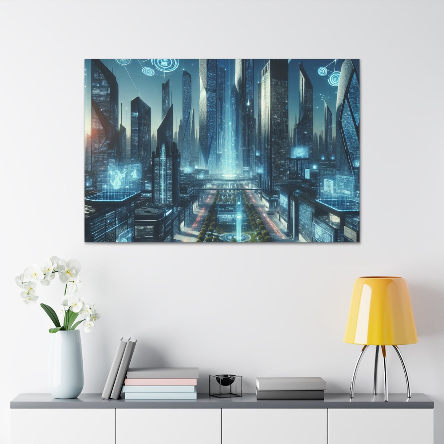 "Futuristic Metropolis: Illuminated Dreamscape" - Canvas - Authentic4Us