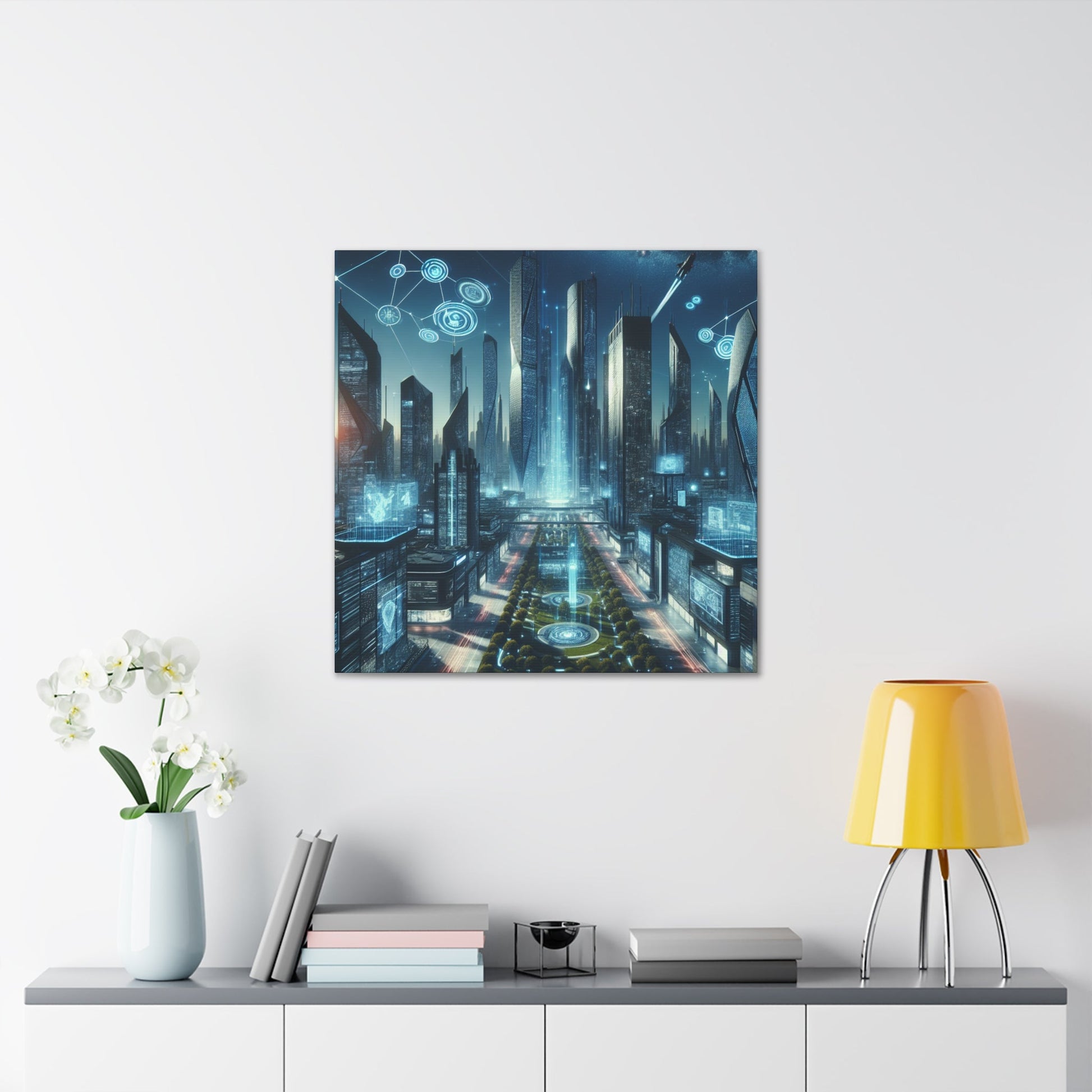 "Futuristic Metropolis: Illuminated Dreamscape" - Canvas - Authentic4Us