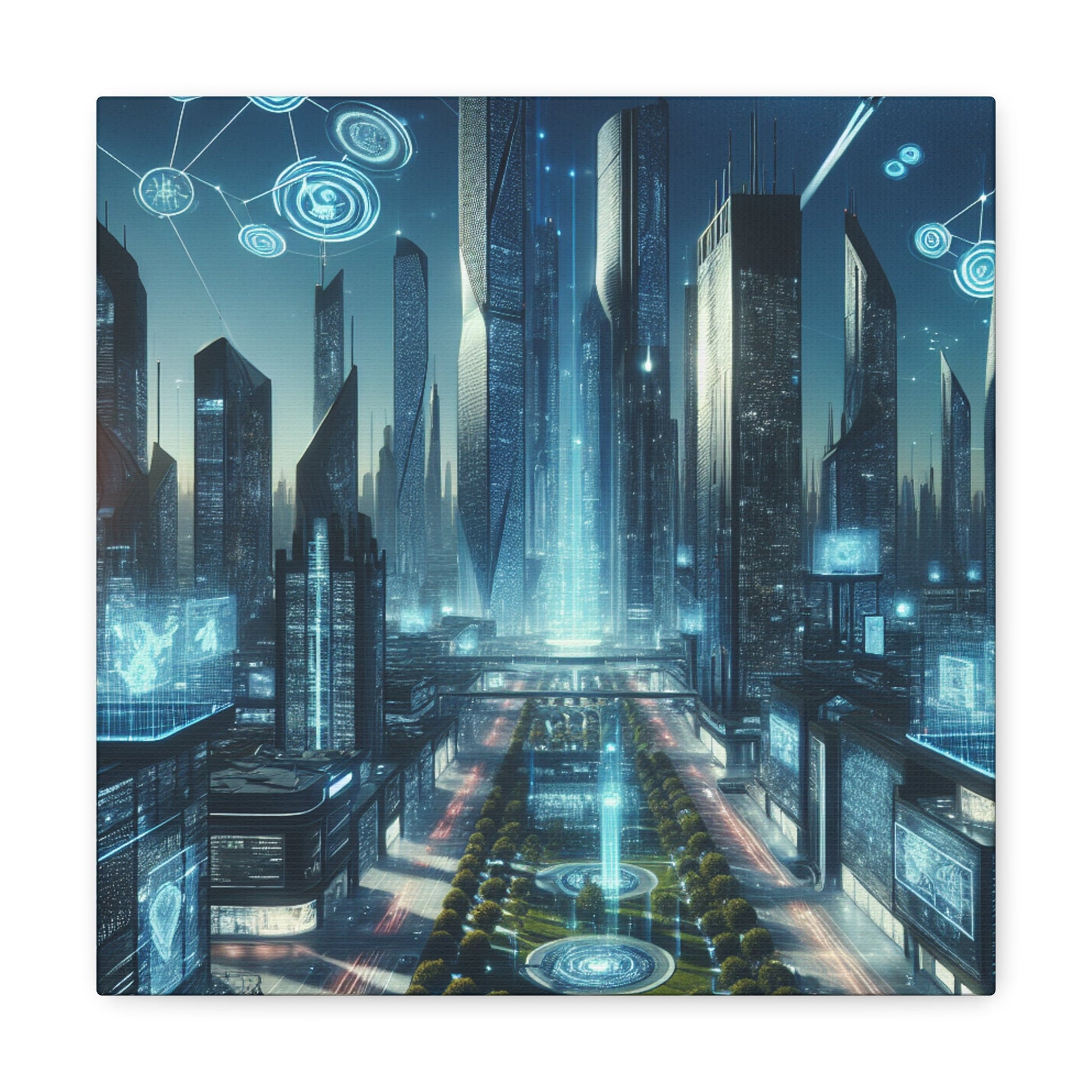 "Futuristic Metropolis: Illuminated Dreamscape" - Canvas - Authentic4Us