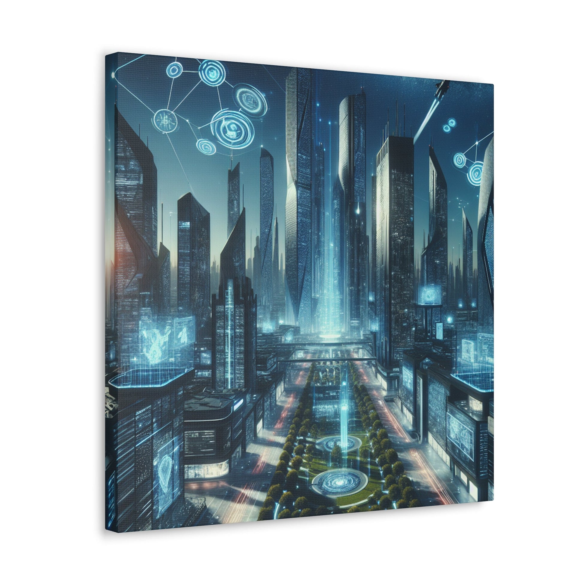 "Futuristic Metropolis: Illuminated Dreamscape" - Canvas - Authentic4Us