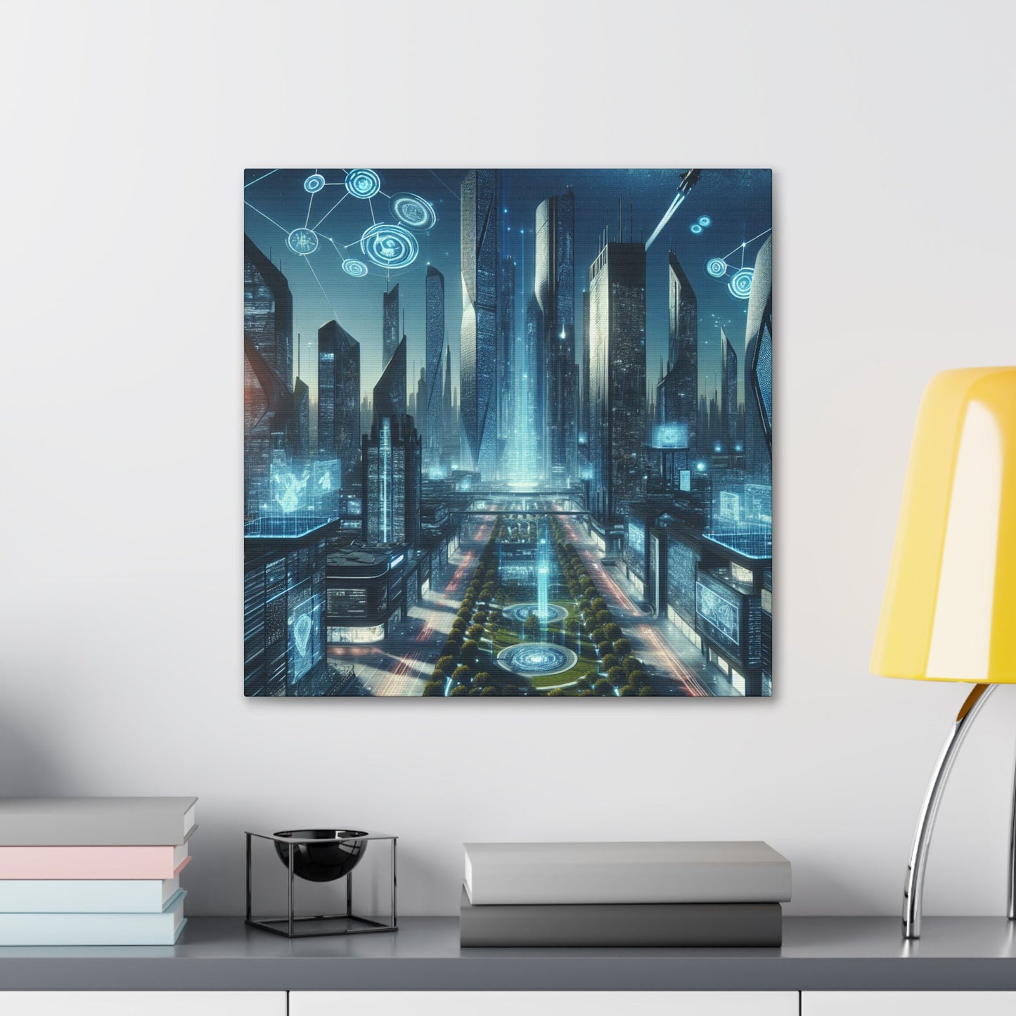 "Futuristic Metropolis: Illuminated Dreamscape" - Canvas - Authentic4Us