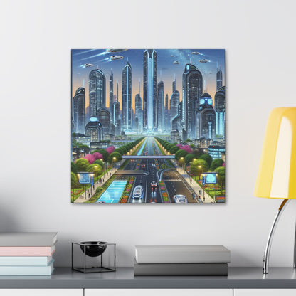 "Futuristic Metropolis: Utopian Skyline" - Canvas - Authentic4Us