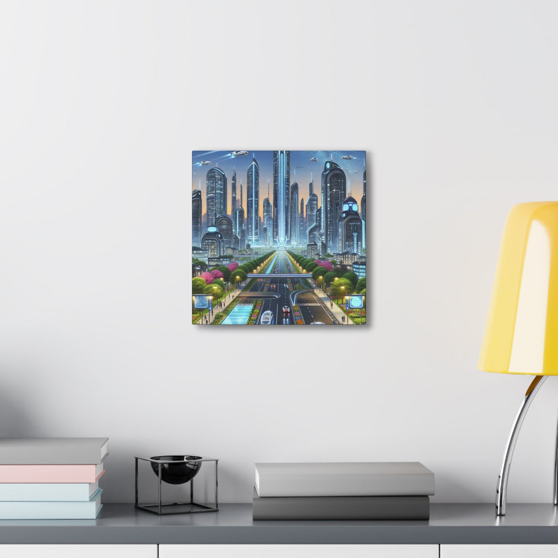 "Futuristic Metropolis: Utopian Skyline" - Canvas - Authentic4Us