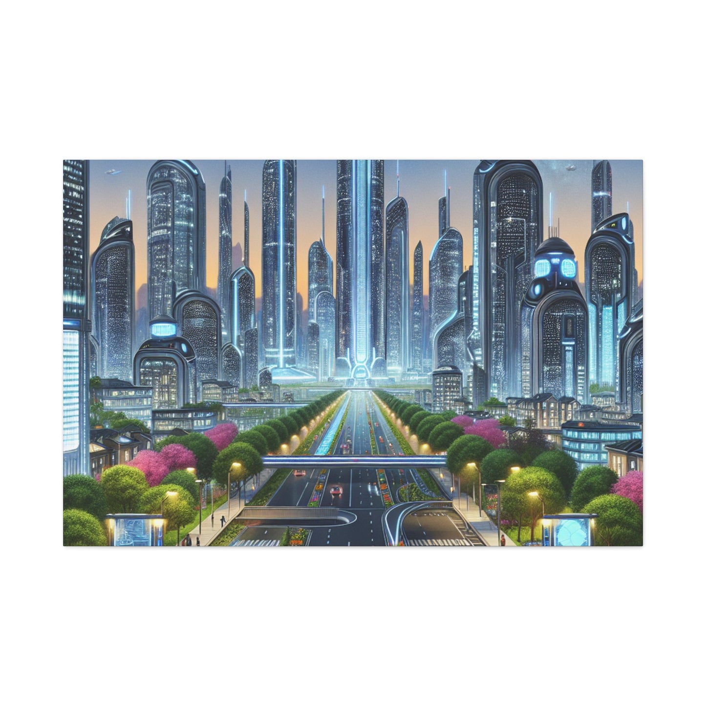 "Futuristic Metropolis: Utopian Skyline" - Canvas - Authentic4Us