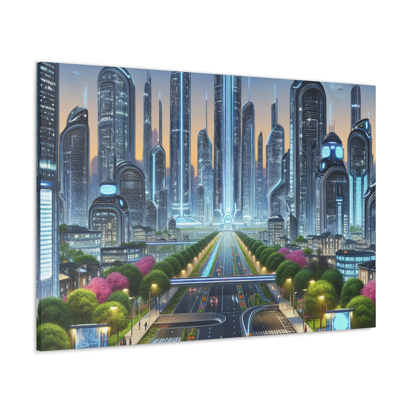 "Futuristic Metropolis: Utopian Skyline" - Canvas - Authentic4Us