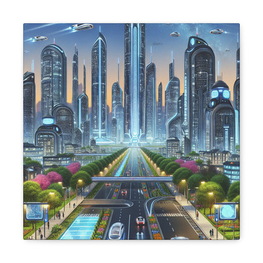 "Futuristic Metropolis: Utopian Skyline" - Canvas - Authentic4Us