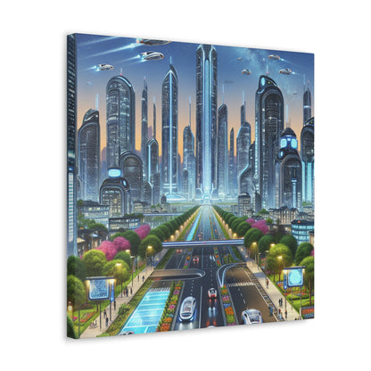 "Futuristic Metropolis: Utopian Skyline" - Canvas - Authentic4Us