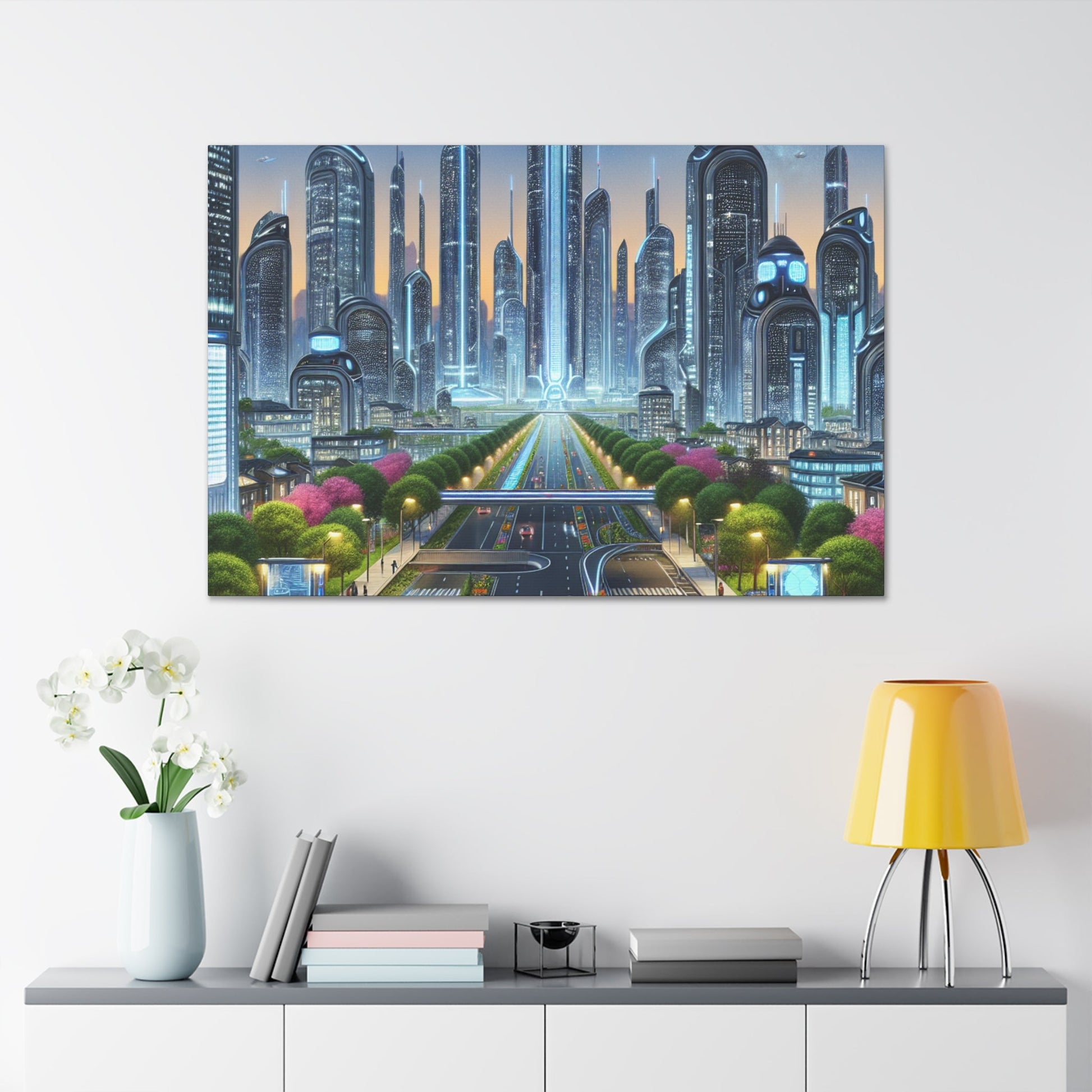 "Futuristic Metropolis: Utopian Skyline" - Canvas - Authentic4Us