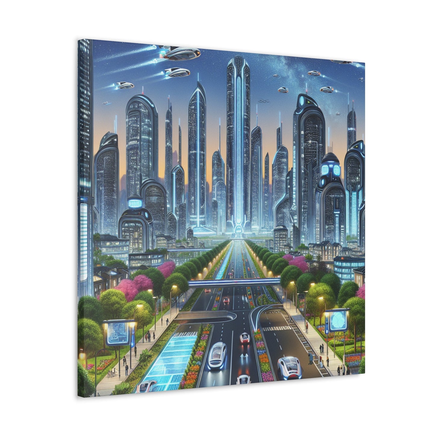 "Futuristic Metropolis: Utopian Skyline" - Canvas - Authentic4Us