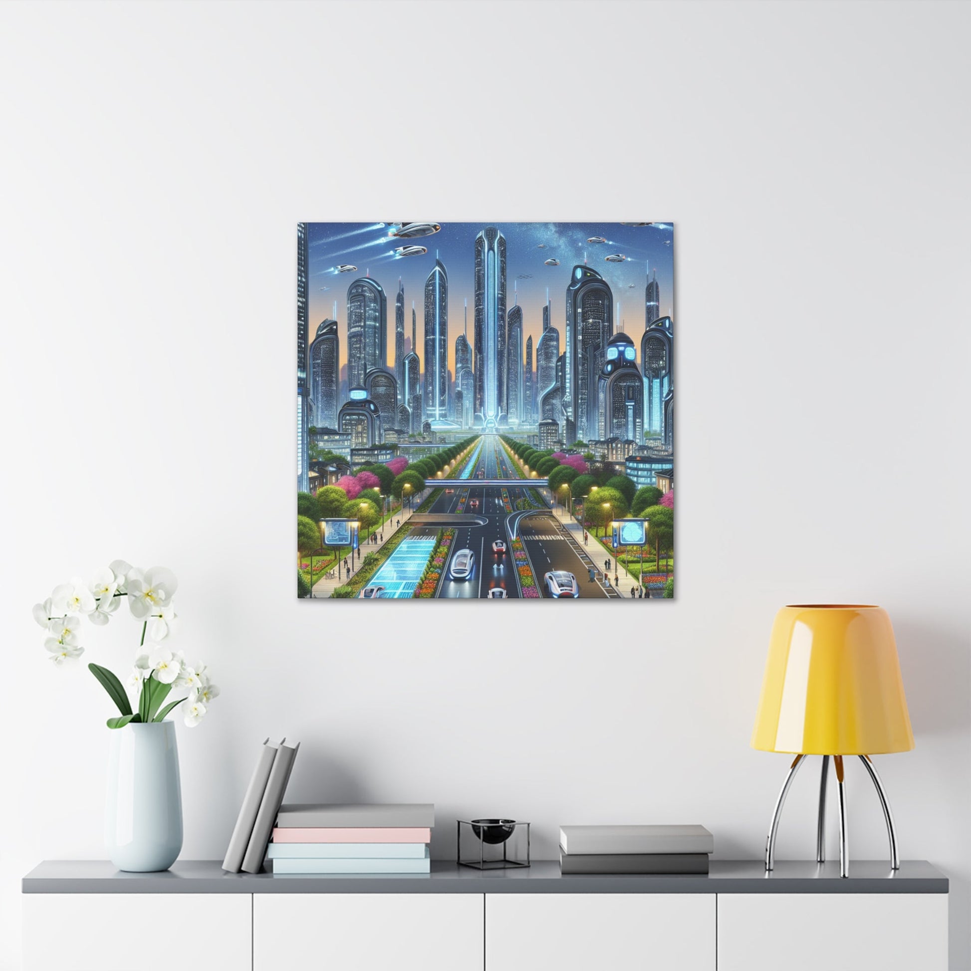 "Futuristic Metropolis: Utopian Skyline" - Canvas - Authentic4Us