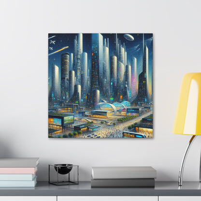 "Futuristic Night City Scape" - Canvas - Authentic4Us